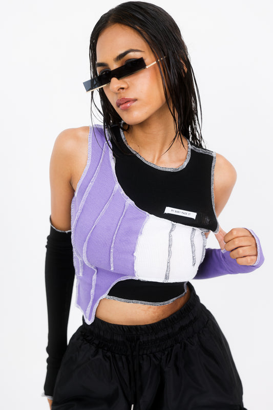 Rebel Crop Top With Thumb-hole Sleeves