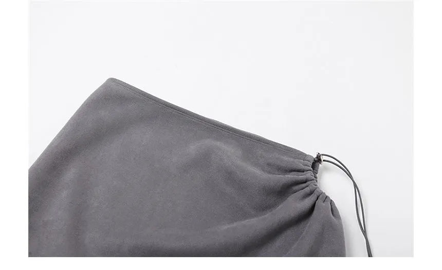 Grey Drawstring Skirt